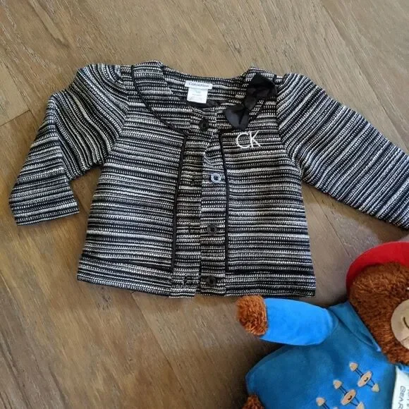 BEAUTIFUL CK INFANT BLACK STRIPPED COAT 12M - Picture 2 of 4